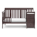 Storkcraft Portofino 4-in-1 Fixed Side Convertible Crib and Changer, Espresso, Easily Converts to Toddler Bed Day Bed or Full Bed, Three Position Adjustable Height Mattress (Mattress Not Included)