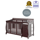 Storkcraft Portofino 4-in-1 Fixed Side Convertible Crib and Changer, Espresso, Easily Converts to Toddler Bed Day Bed or Full Bed, Three Position Adjustable Height Mattress (Mattress Not Included)