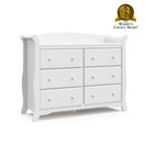 Storkcraft Avalon 6 Drawer Universal Dresser | Ideal for Nursery, Toddlers and Kids rooms | White