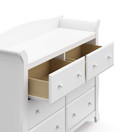 Storkcraft Avalon 6 Drawer Universal Dresser | Ideal for Nursery, Toddlers and Kids rooms | White