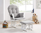 Windsor Glider and Ottoman, White with Gray Cushion