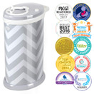 Ubbi Steel Odor Locking, No Special Bag Required Money Saving, Awards-Winning, Modern Design Registry Must-Have Diaper Pail, Gray Chevron