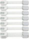 Child Safety Locks -VALUE PACK (10 Straps)- No Tools or Drilling -Adjustable Size/Flexible -Adhesive Furniture Latches For Baby Proofing Cabinets, Drawers, Appliances, Toilet Seat, Fridge, Oven & More