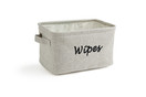 Dejaroo Baby Wipe Storage Bin - Nursery Organizer Caddy - Embroidered Eco-Friendly Grey Linen (Grey)