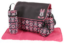 Disney Minnie Mouse Multi Piece Diaper Bag with Flap, Floral Print, Gray/Pink