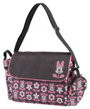 Disney Minnie Mouse Multi Piece Diaper Bag with Flap, Floral Print, Gray/Pink