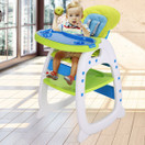 Sandinrayli 3 in 1 Toddler Highchairs Booster Seats Convertible High Chair w/Feeding Tray Blue-Green ­