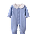 Baby & Little Boy Girl Sweet Long Sleeve Peter Pan Collar Knit Sweater Romper Outfit Clothes Twin Baby Clothing Jumpsuit Boutique 0-18M