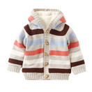 Baby Toddler Boys Girls Striped Long Sleeve Sweaters Cardigan Warm Outerwear Jacket