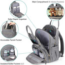 Diaper Bag Backpack, iniuniu Large Unisex Baby Bags Multifunction Travel Backpack for Mom and Dad with Changing Pad and Stroller Straps, Gray