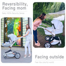 Baby Stroller 360 Degree Rotation Function,Hot Mom Baby Carriage Pu Leather Pushchair Pram 2020,Grey