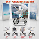 Baby Stroller 360 Degree Rotation Function,Hot Mom Baby Carriage Pu Leather Pushchair Pram 2020,Grey