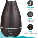 HealthSmart Aromatherapy Essential Oil Diffuser and Cool Mist Humidifier with 500ML Tank Ideal for Large Rooms Features Adjustable Timer, Mist Mode and 7 LED Light Colors, Brown