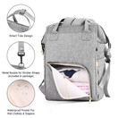 Diaper Bag Backpack, Mokaloo Large Baby Bag, Multi-functional Travel Back Pack, Anti-Water Maternity Nappy Bag Changing Bags with Insulated Pockets Stroller Straps and Built-in USB Charging Port, Gray