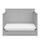 Storkcraft Graco Hadley 4-in-1 Convertible Crib with Drawer - Easily Converts to Toddler Bed, Day Bed or Full Bed - Three Position Adjustable Height Mattress (Mattress Not Included) - Pebble Gray