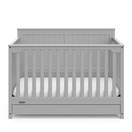 Storkcraft Graco Hadley 4-in-1 Convertible Crib with Drawer - Easily Converts to Toddler Bed, Day Bed or Full Bed - Three Position Adjustable Height Mattress (Mattress Not Included) - Pebble Gray