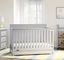 Storkcraft Graco Hadley 4-in-1 Convertible Crib with Drawer - Easily Converts to Toddler Bed, Day Bed or Full Bed - Three Position Adjustable Height Mattress (Mattress Not Included) - Pebble Gray