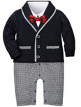 WESIDOM Baby Boy Suit Outfits Set 3pcs,Infant Tuxedo Long Sleeve Gentleman Wedding Jumpsuit & Vest Coat & Beret Hat