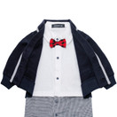 WESIDOM Baby Boy Suit Outfits Set 3pcs,Infant Tuxedo Long Sleeve Gentleman Wedding Jumpsuit & Vest Coat & Beret Hat