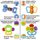 Baby Rattle Sets Teether Rattles Toys, 8pcs Babies Grab Shaker and Spin Rattle Toy Early Educational Toys with Owl Bottle Gifts Set for 3, 6, 9, 12 Month Newborn Infant Baby, Boy, Girl