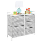 mDesign Wide Dresser 5 Drawers Storage Furniture - Wood Top, Easy Pull Fabric Bins - Organizer for Child/Kids Room or Nursery - Polka Dot Pattern, 32.6" W - Gray with White Dots