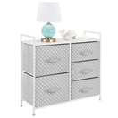 mDesign Wide Dresser 5 Drawers Storage Furniture - Wood Top, Easy Pull Fabric Bins - Organizer for Child/Kids Room or Nursery - Polka Dot Pattern, 32.6" W - Gray with White Dots