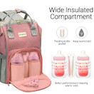 Diaper Bag Backpack, COSYLAND Mom Travel Backpack Nappy Bags Large Capacity Maternity Bag with USB Charge Port Stroller Strap Wide Shoulder Strap Insulated Pockets Pink