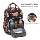 Diaper Bag Backpack, Baby Diaper Bags Large Capacity Floral Diaper Backpack Built-in USB Charging Port and Independent Wet Cloth Bag Multi-Function Waterproof Travel Back Pack for Baby Girl and Mom