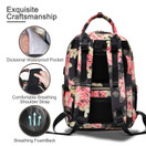 Diaper Bag Backpack, Baby Diaper Bags Large Capacity Floral Diaper Backpack Built-in USB Charging Port and Independent Wet Cloth Bag Multi-Function Waterproof Travel Back Pack for Baby Girl and Mom