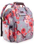 Diaper Bag Backpack, Upgraded Kaome Large Capacity Multifunction Nappy Bags, Waterproof Baby Bag Floral Insulated Durable Travel Maternity Back Pack for Baby Girls with Diaper Pad Bottle Bag (Floral)