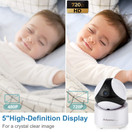 5" HD Baby Monitor, Babysense Video Baby Monitor with Camera and Audio, Two HD Cameras with Remote PTZ, 960ft Range, Two-Way Audio, Zoom, Night Vision, Secure Hack-Free and Portable