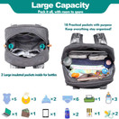 Diaper Bag Backpack, BabbleRoo Baby Nappy Changing Bags Multifunction Waterproof Travel Back Pack with Changing Pad & Stroller Straps & Pacifier Case, Unisex and Stylish (Dark Gray)