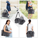 Diaper Tote Bag - Large Travel Baby Bags for Mom & Dad with Insulated Pockets, Wipes Pocket, Waterproof Material, Stroller Straps, Shoulder Strap (Grey)