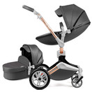 Baby Stroller 360 Rotation Function,Hot Mom Baby Carriage Pu Leather Pushchair Pram 2020,Dark Grey