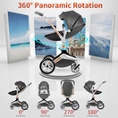 Baby Stroller 360 Rotation Function,Hot Mom Baby Carriage Pu Leather Pushchair Pram 2020,Dark Grey