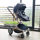 Baby Stroller 360 Rotation Function,Hot Mom Baby Carriage Pu Leather Pushchair Pram 2020,Dark Grey