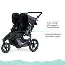 BOB Gear Revolution Flex 3.0 Duallie Double Jogging Stroller | Smooth Ride Suspension + Easy Fold + Adjustable Handlebar, Graphite Black [New Logo]