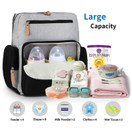 Diaper Bag Backpack, VAKKER Multifunction Diaper Bags for Baby Girl,Waterproof Backpack and Large Capacity,Gray