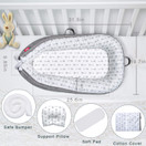 EIH Baby Nest,Baby Lounger Co-Sleeping Baby Bassinet for Bed Newborn Lounger 100% Soft Cotton Breathable and Portable Crib with Pillow Perfect for Traveling and Napping (Arrow)