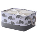 INough Baby Toy Storage Bins, Fabric Collapsible Basket Baby Elephant Basket, Elephant Bin Large for Kids Clothes, Collapsible Laundry Basket with Rope Handle (Large, Grey Elephant)