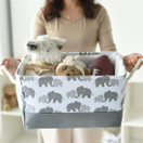 INough Baby Toy Storage Bins, Fabric Collapsible Basket Baby Elephant Basket, Elephant Bin Large for Kids Clothes, Collapsible Laundry Basket with Rope Handle (Large, Grey Elephant)