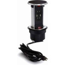 Lew Electric PUR15-BK Round Countertop Pop Up 15 Amp Receptacles With 2 USB Ports, 2 Outlet - Black