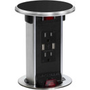Lew Electric PUR15-BK Round Countertop Pop Up 15 Amp Receptacles With 2 USB Ports, 2 Outlet - Black