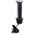 Lew Electric PUR15-S-2P Round Countertop Pop Up 15 Amp Receptacles with USB Ports, Stainless Steel