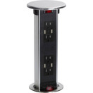 Lew Electric PUR15-S-2P Round Countertop Pop Up 15 Amp Receptacles with USB Ports, Stainless Steel