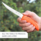 Outdoor Edge Wild LITE Super Compact 6-Piece Hunting Knife Kit for Field Dressing Game, Lightweight Hard Case, Blaze-Orange High Visibility Non-Slip Handles,  Full Tang Razor-Sharp Stainless Blades