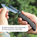 Outdoor Edge RazorLite - Replaceable Blade Folding Hunting Knife with Rubberized Nonslip TPR Handle, 6-Blades and Nylon Belt Sheath (Black)