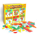 GeoToys 6 Geo Puzzles Set in One Box, Educational Kid Toys, 50+ Piece Geography Jigsaw Puzzles, Ages 4 and up