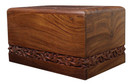 Bogati Hand Carved Rosewood Urn with Edge Design, Solid Rosewood, XL