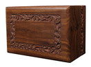 Bogati Hand Carved Rosewood Urn with Edge Design, Solid Rosewood, XL